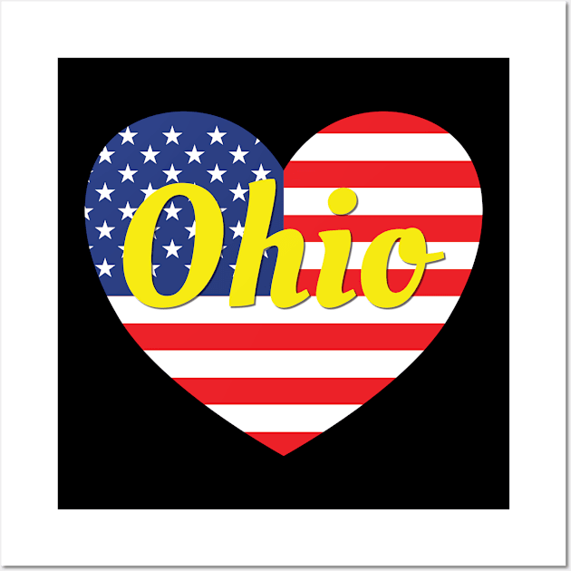 Ohio American Flag Heart Wall Art by DPattonPD